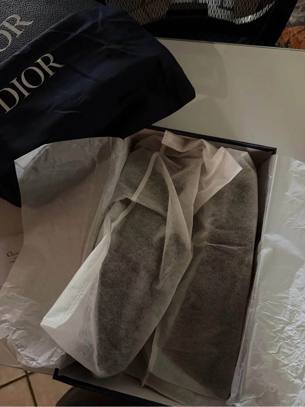 Dior Black Branded Dust Bag and Box Set